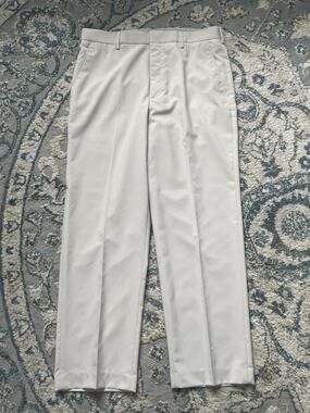 Red House Mens Dress Pants 34x30 Beige Performance Flat Front Straight